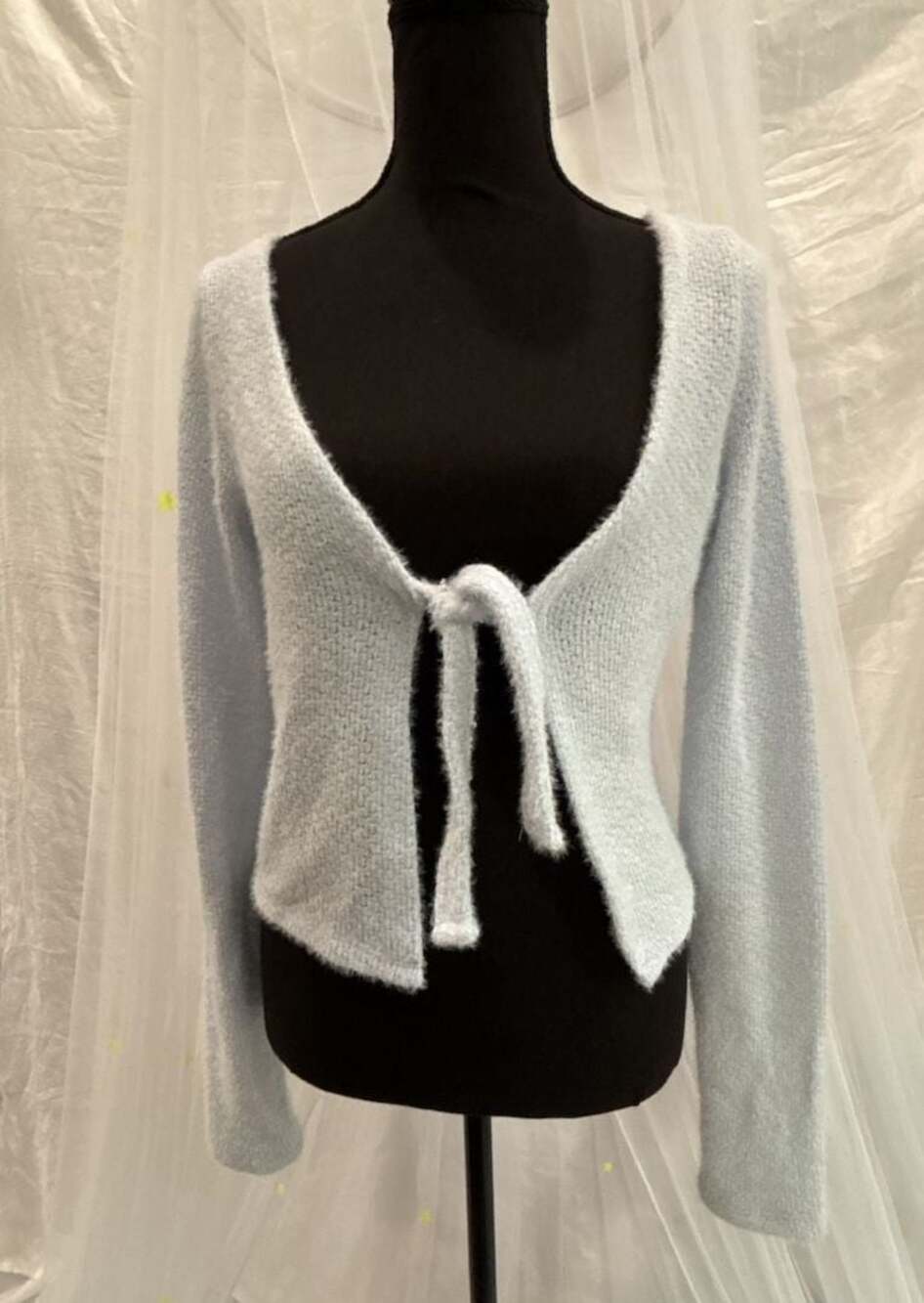 Hollister Light Blue Fuzzy Tie-Front Cropped Cardigan
